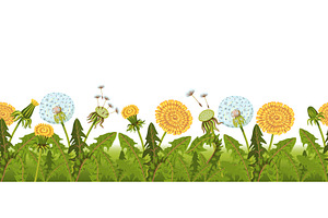 Dandelions seamless border. Summer, an Object Illustration by YummyBuum