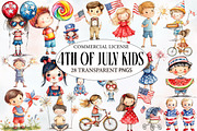 4th of July Watercolor - Kids, an Illustration by Designworld (Thumbnail 1 of 5)