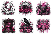 Pink Dark Halloween Cottagecore PNG, a Seasonal Illustration by Designworld (Thumbnail 4 of 6)