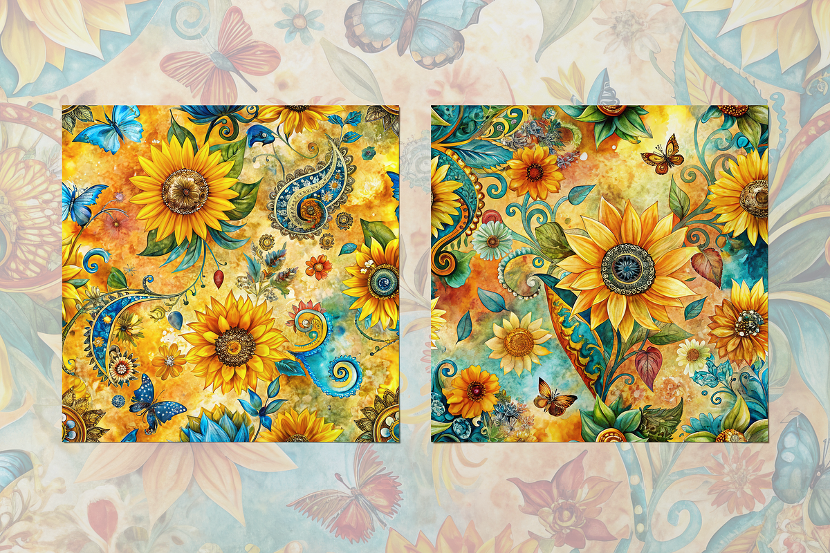 Sunflower Field Seamless Patterns