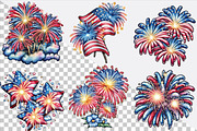 Fireworks 4th of July Watercolor Cli, an Illustration by SVGArt (Thumbnail 2 of 9)