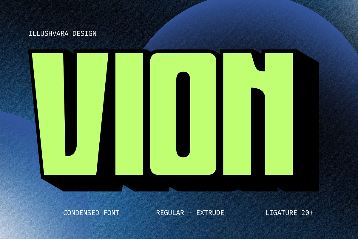 Vion - Modern Condensed Extrude Logo, a Sans Serif Font by Illushvara Design (Photo 1 of 11)