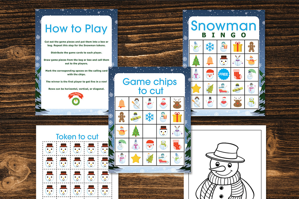 Snowman Bingo Game Printable, a Print Template by Graphicsnext (Photo 2 of 4)