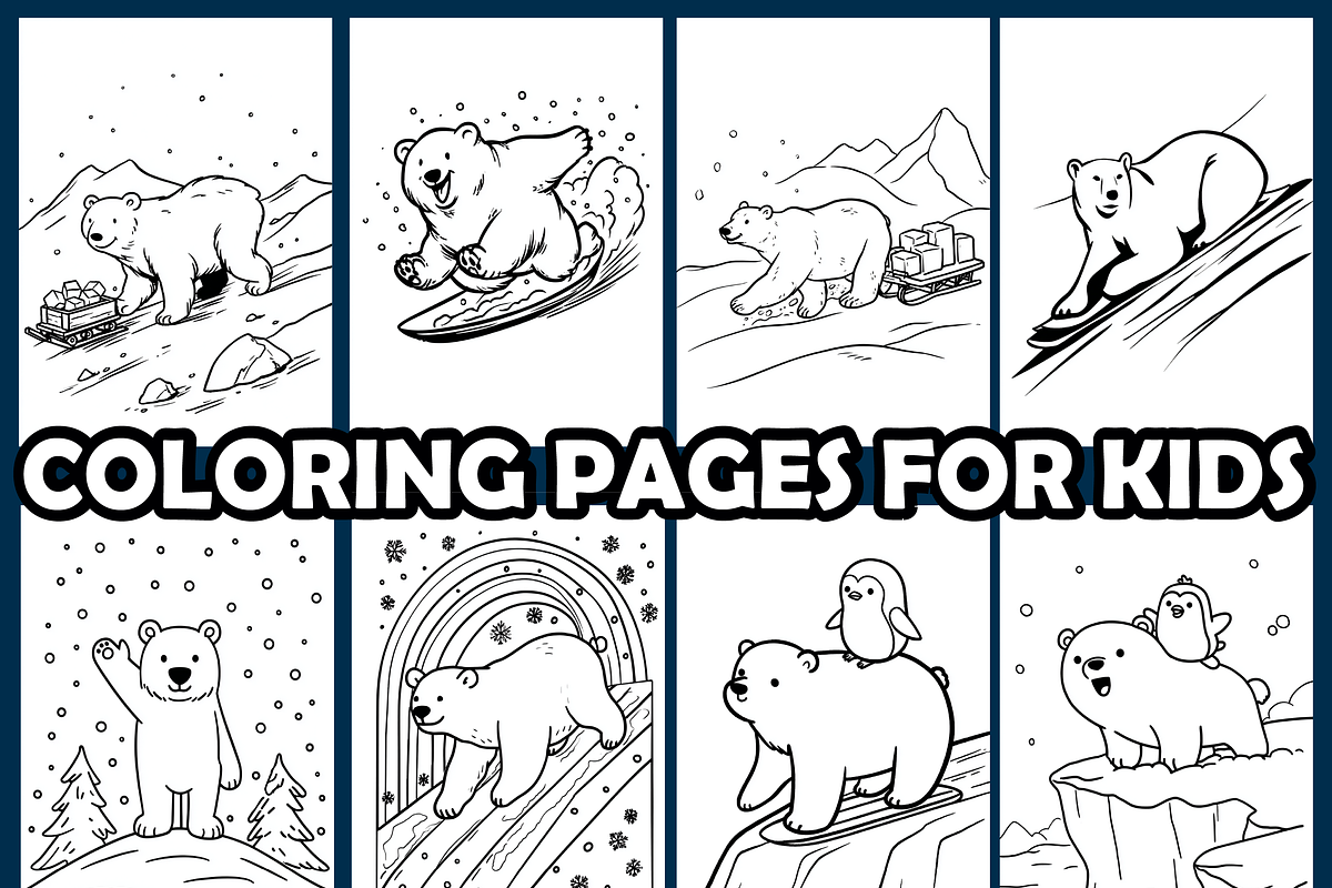 Polar Bear Ice Party Coloring Pages, an Animal Illustration by maggiesar (Photo 3 of 4)