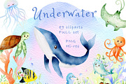 UNDERWATER SEA CLIPART, an Animal Illustration by heyiamalice (Thumbnail 1 of 13)