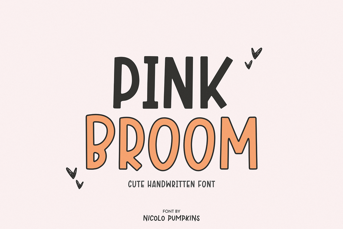 PINK BROOM Font, a Handwritten Font by Nicolo Pumpkins (Photo 1 of 10)