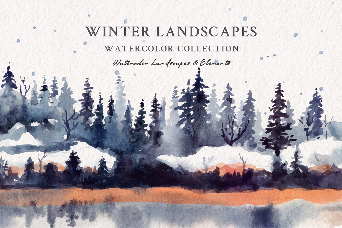 Watercolor Winter Landscapes, an Illustration by Yorda Studio (Photo 1 of 11)