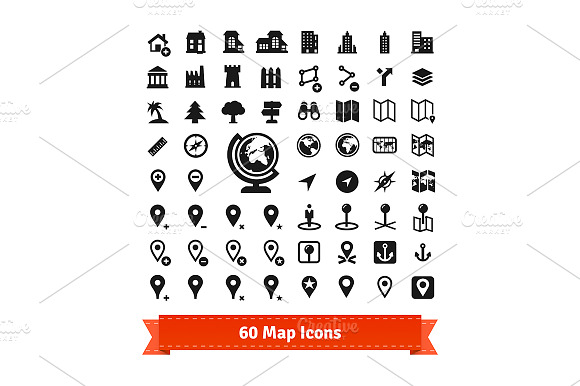 60 Map Icons Set.