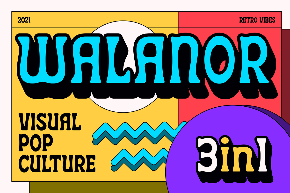Walanor - Vintage Retro Pop Fonts, a Font by Konstantine Studio (Photo 1 of 12)