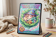 Cute Wizard Coloring Book Page Vol4, a Seasonal Illustration by ikarifq shop (Thumbnail 2 of 5)