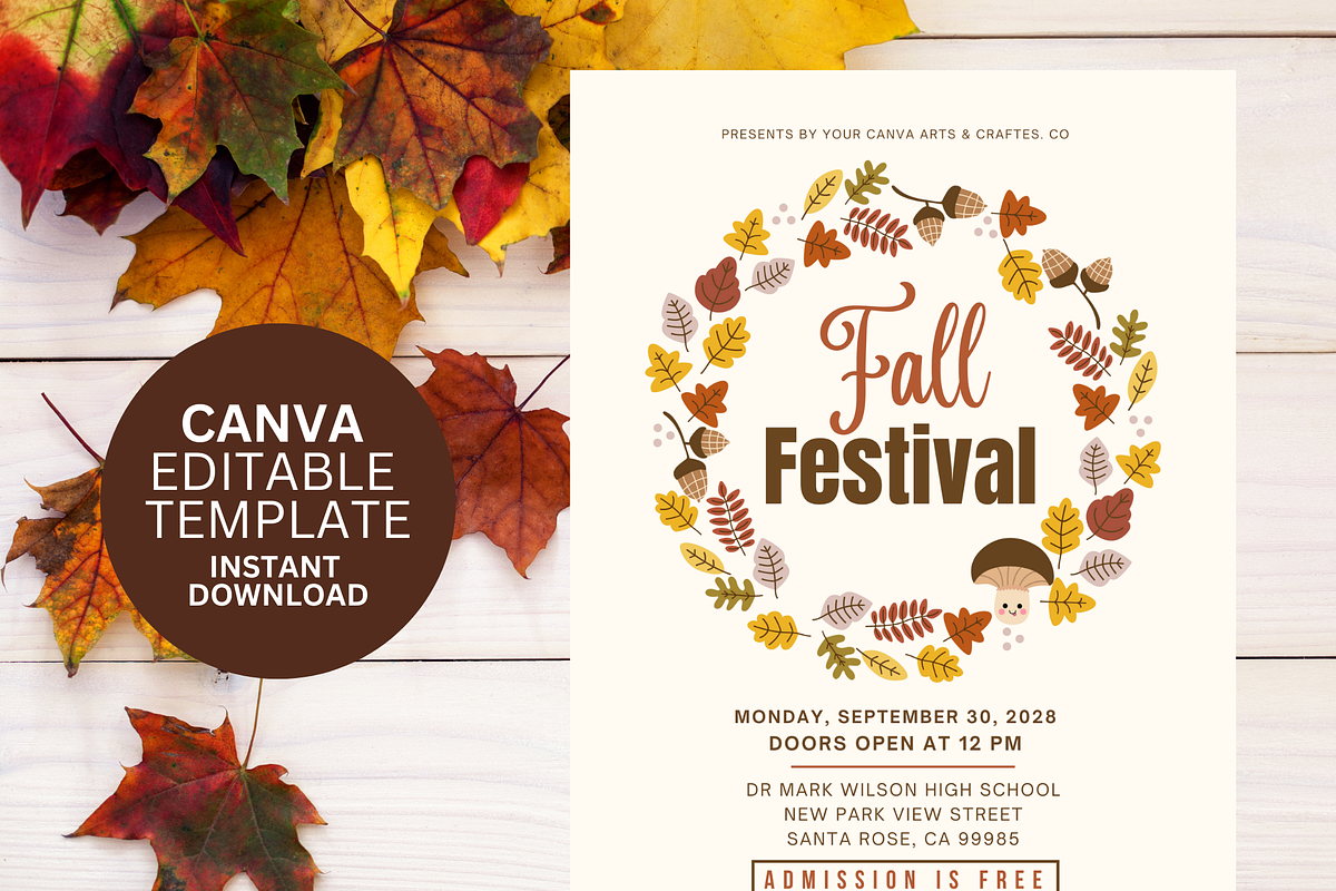 CANVA Fall Festival Flyer Template, a Flyer Template by Madhabi Studio (Photo 2 of 2)