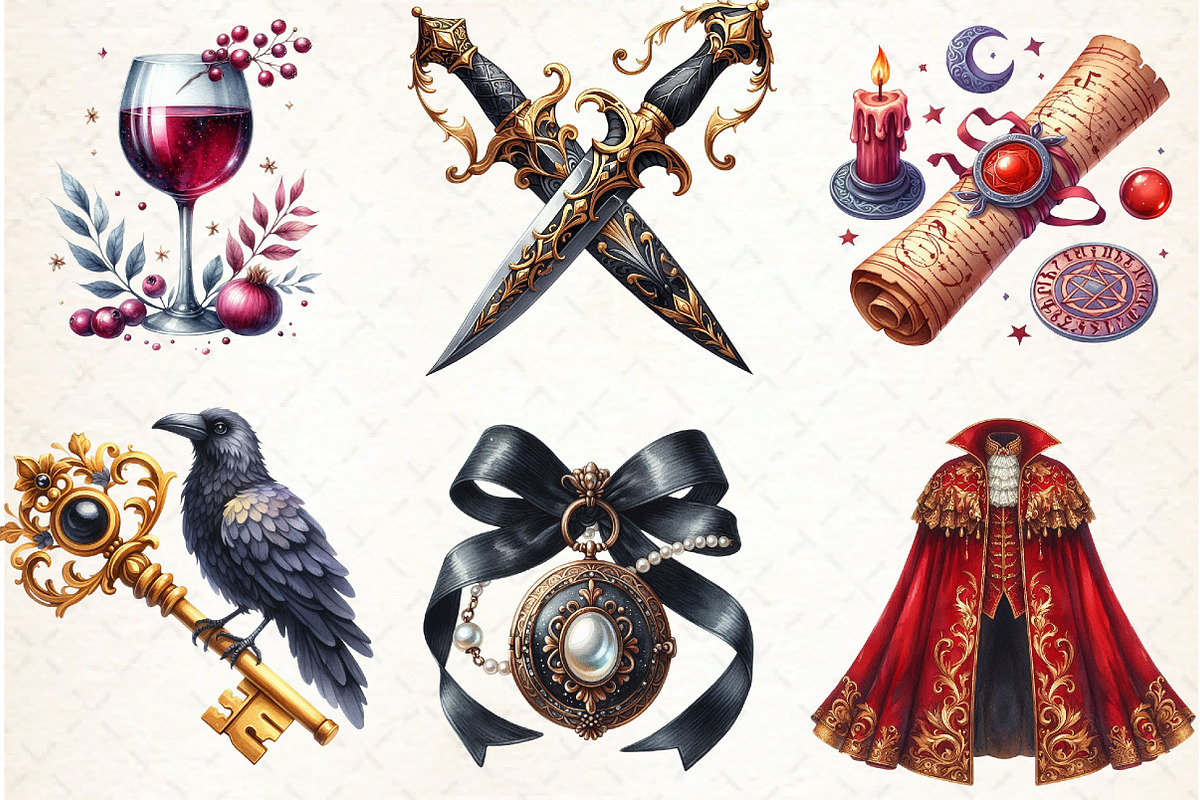 Gilded Reverie Watercolor Clipart, an Illustration by Libby Wishes (Photo 7 of 7)