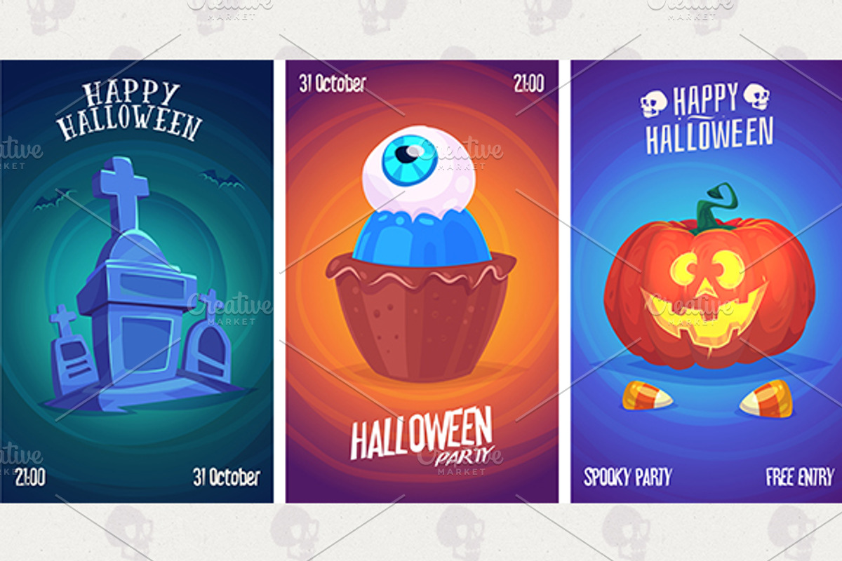 Halloween posters set6, an Illustration by Krolone