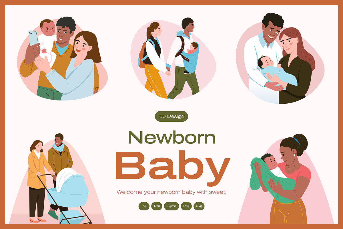 Newborn Baby Illustration Set, a Person Illustration by Brickclay (Photo 1 of 8)