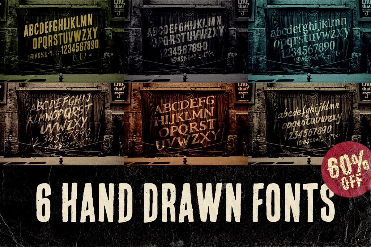 6 Hand Drawn Fonts - Bundle preview 5