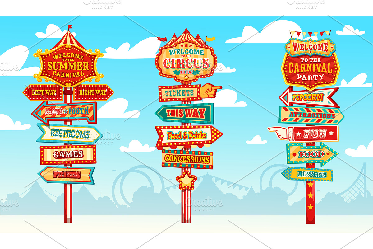 Circus amusement park signboard, a Decorative Illustration by Vector Tradition