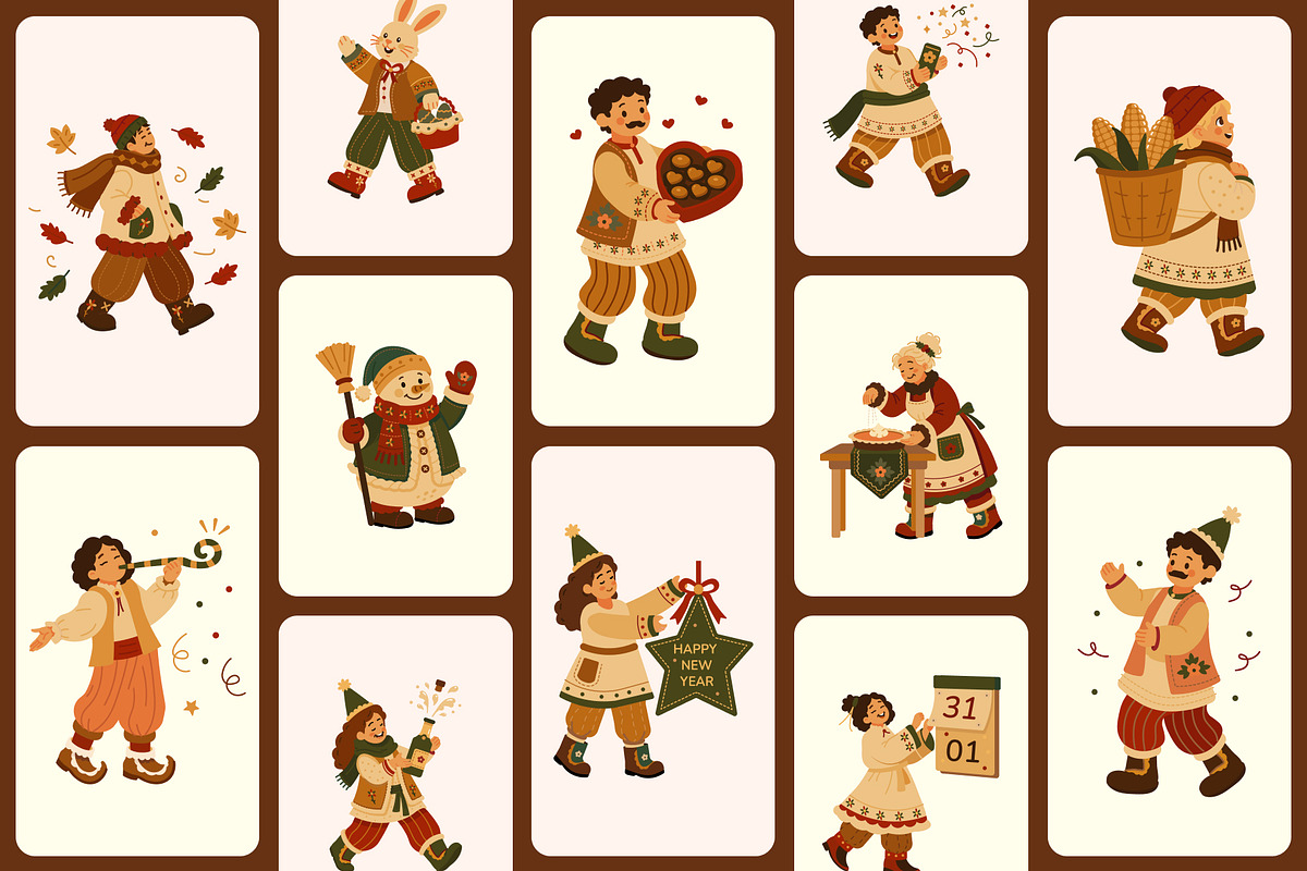50 Holiday Characters Illustrations, a Seasonal Illustration by Prosymbols (Photo 8 of 11)