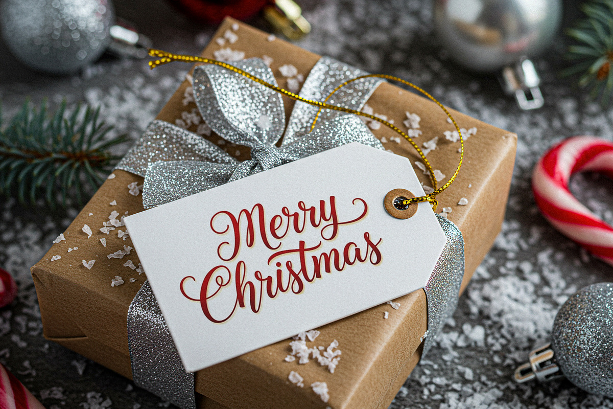 White Christmas Gift Tag Mockup, a Product Mockup by Designer Dude