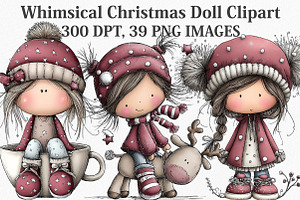 Whimsical Christmas Doll Clipart, an Illustration by Canvas Craft