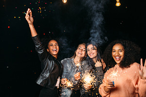 Four young females hanging out, a Person Photo by Artem Varnitsin