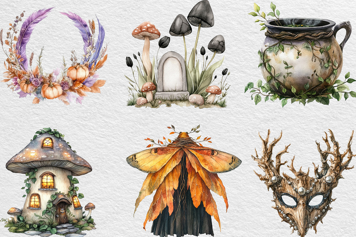Halloween Forest Nymph Fray Clipart, an Illustration by Black Bird Studio (Photo 3 of 6)