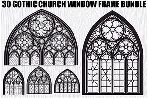 Gothic Church Window Frame Bundle, an Illustration by jahid234