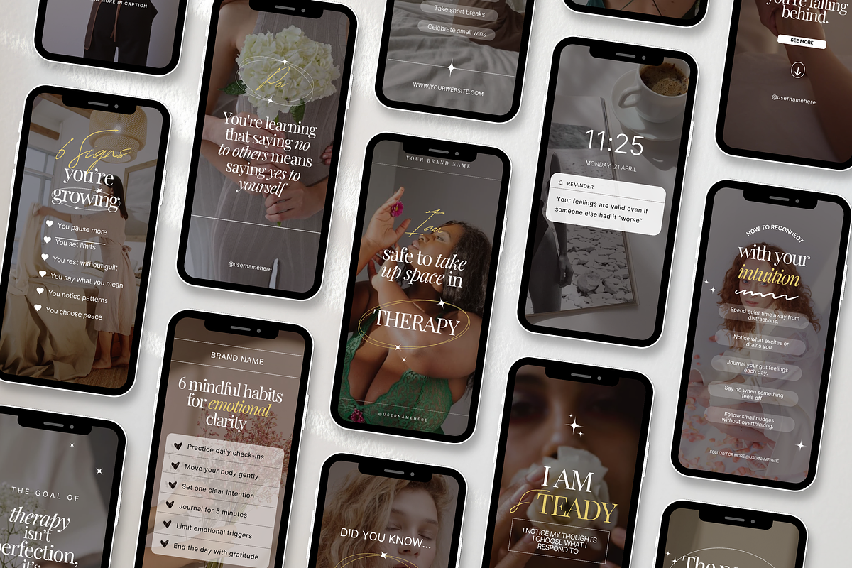 100 Therapist Reels Templates, a Social Media Template by DigiPax (Photo 3 of 10)