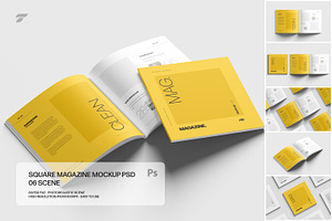 Square Magazine Mockup PSD Set, a Books & Magazine Mockup by Toasin Studio