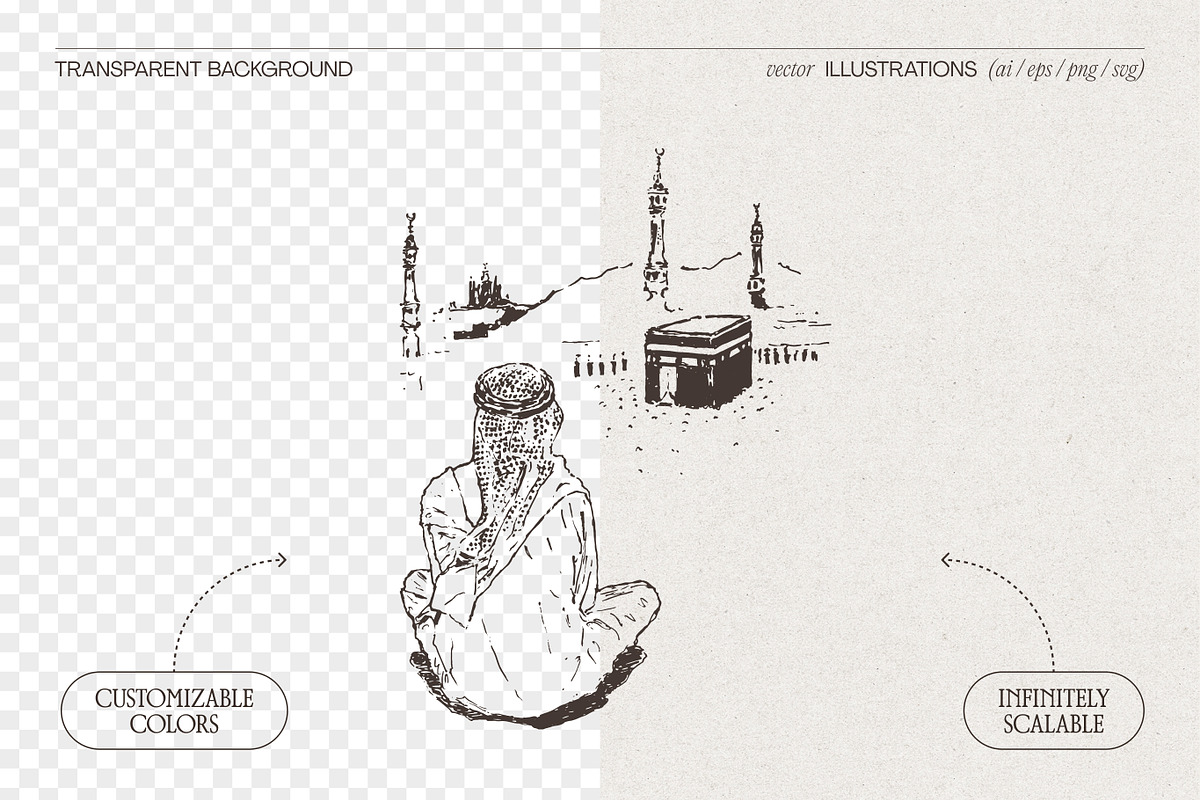 Holy Kaaba Mecca Sketches, an Object Illustration by TheMountBirdStudio (Photo 2 of 6)