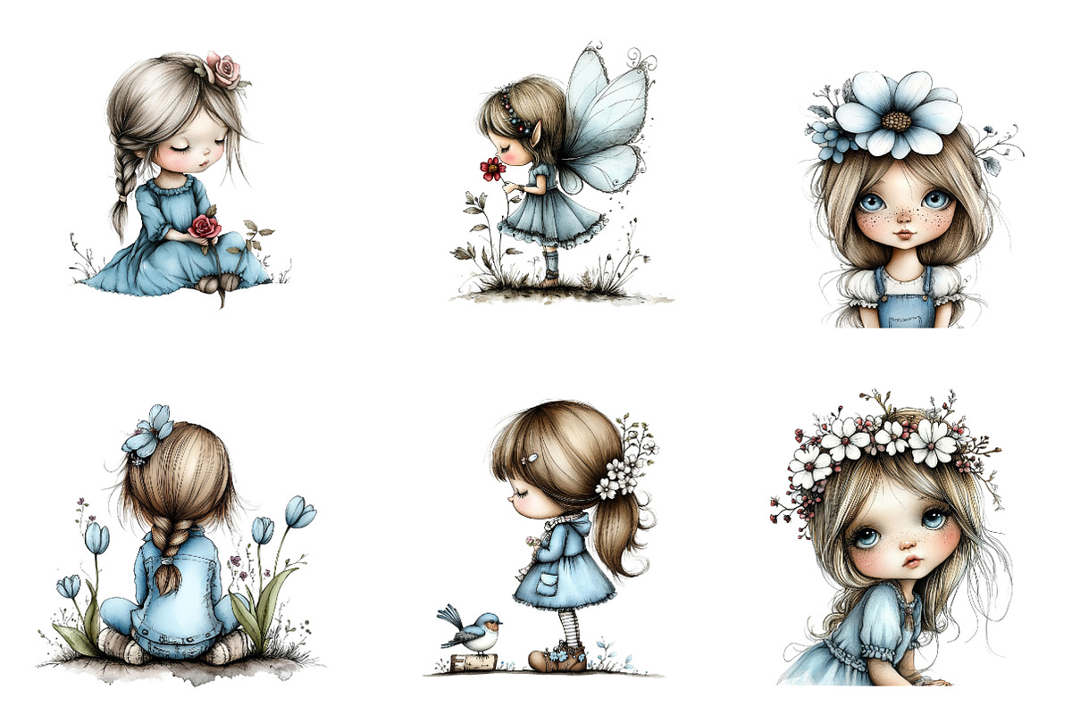 Flowers and Girls Clipart, an Illustration by CreationArt (Photo 3 of 6)
