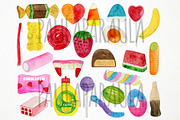 Watercolor Candy Clipart, Sweets, an Illustration by Paulaparaula (Thumbnail 2 of 3)