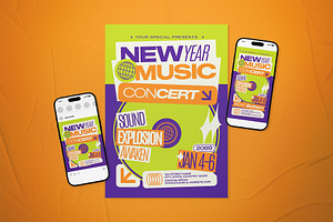 New Year Music Concert Flyer Set, a Flyer Template by The Good Store