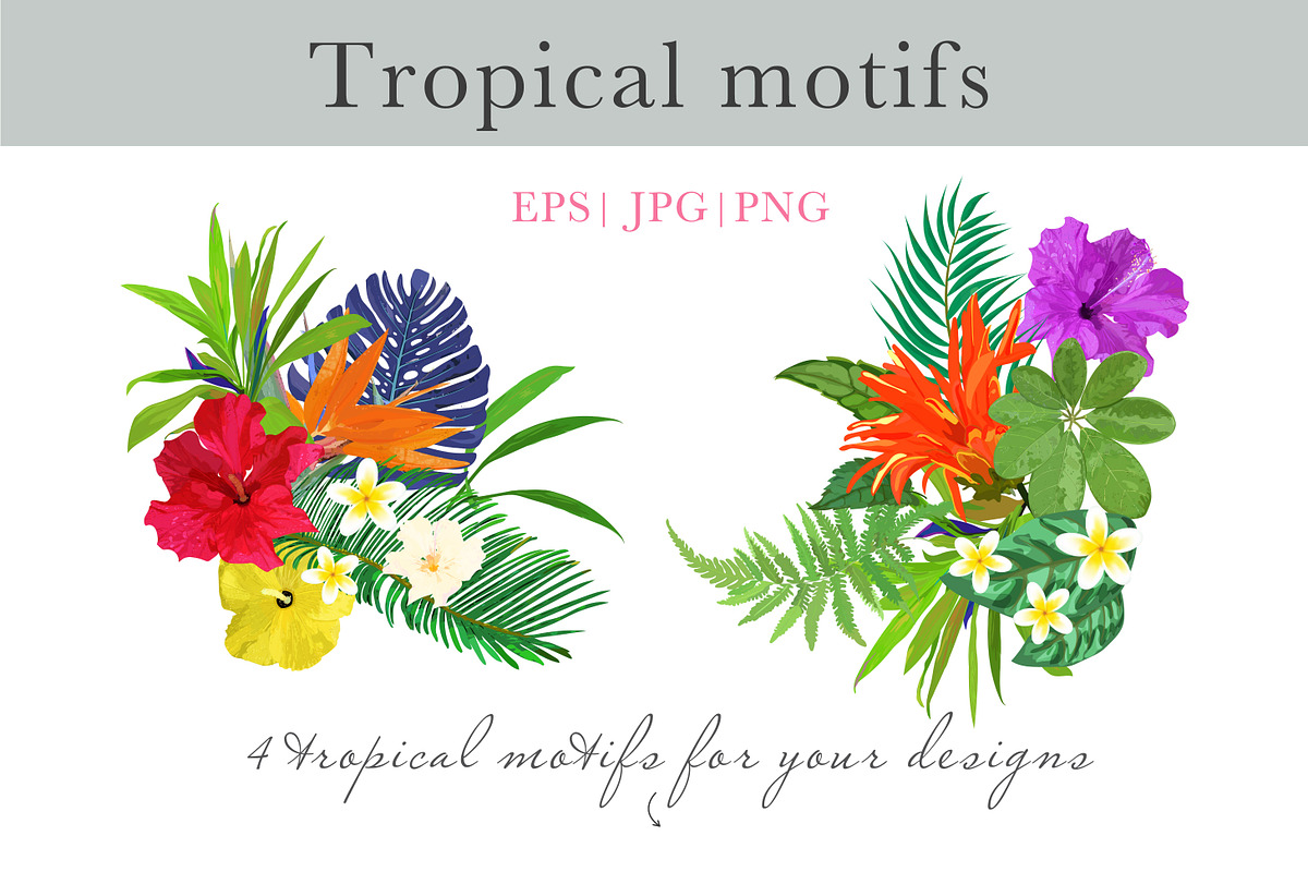 Tropical leaves and flowers, an Illustration by Julycolor (Photo 6 of 10)