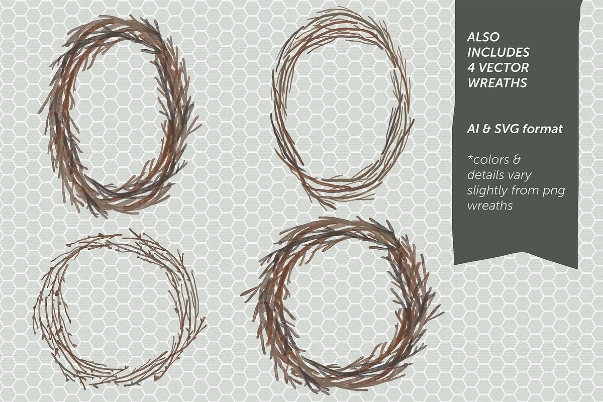 4 Twig Wreaths, PNG & Vector, an Object Graphic by michLg designs (Photo 3 of 3)