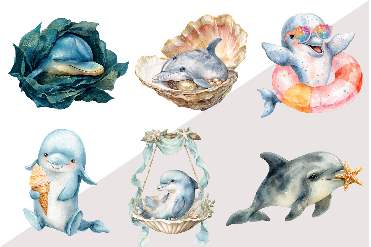Baby Dolphin Clipart, an Illustration by Design Market (Photo 2 of 3)