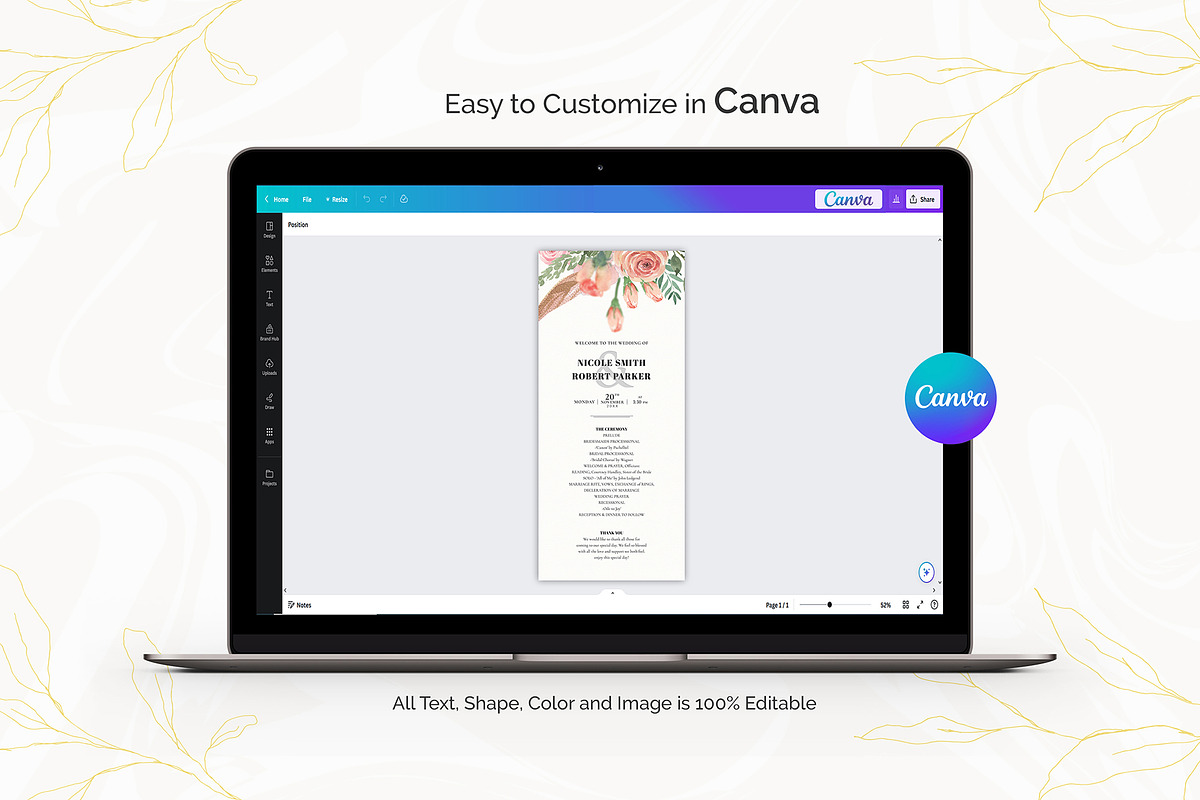 Wedding Program Template Canva, an Invitation Template by ShineOnWedding (Photo 7 of 9)