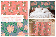 Whimsical Bunny & Flower Pattern Set, an Illustration by Johanna V. Creative (Thumbnail 1 of 3)