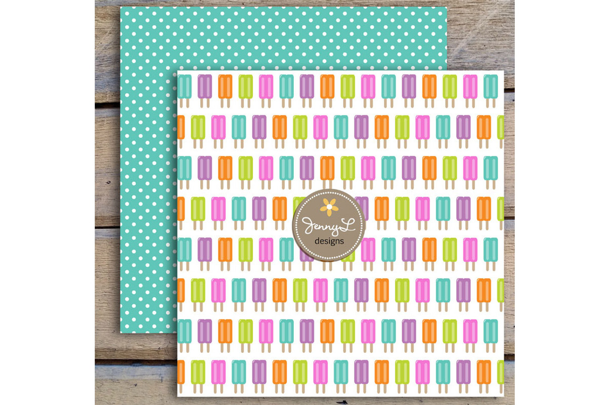 Popsicles Digital Papers & Cliparts, a Pattern Graphic by JennyL Designs (Photo 5 of 5)