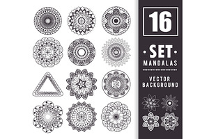 16 Mandalas Monochrome Boho Style