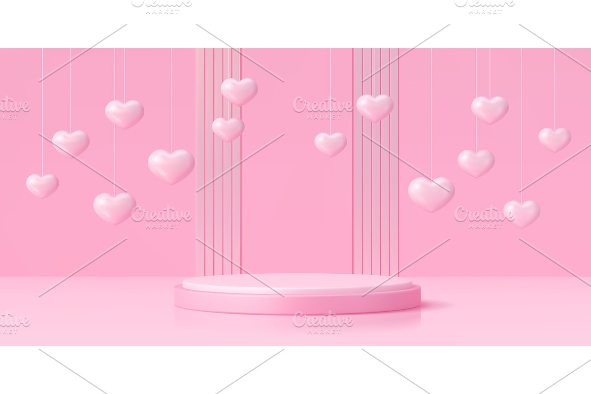 Valentine day pink round podium, a Decorative Illustration by Buch&Bee
