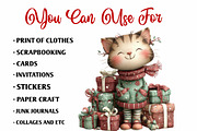Christmas Cats Clipart Bundle, a Seasonal Illustration by fashionaddict (Thumbnail 6 of 7)