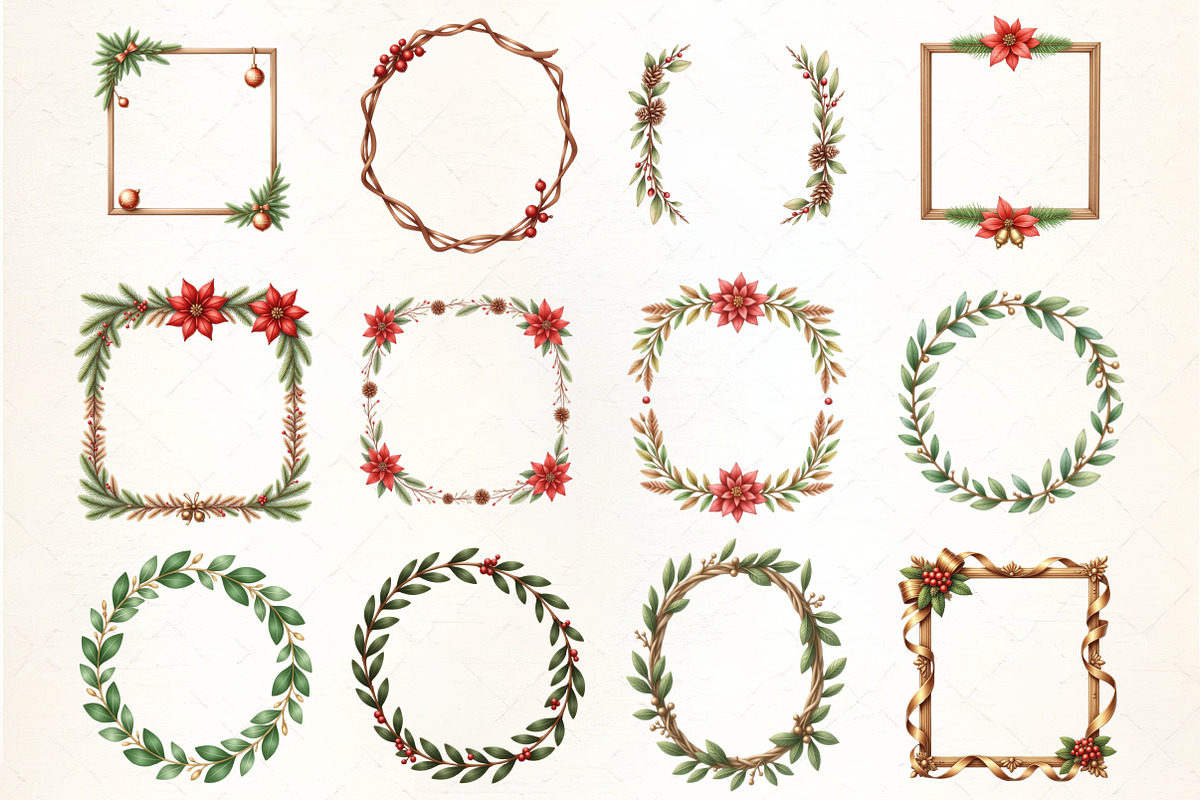 Christmas Coquette Frame Clipart, an Illustration by CrexoraLab (Photo 1 of 5)