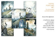 Ostara Hare Postcard Illustrations, a Seasonal Illustration by The Dutch Lady Designs (Thumbnail 7 of 7)