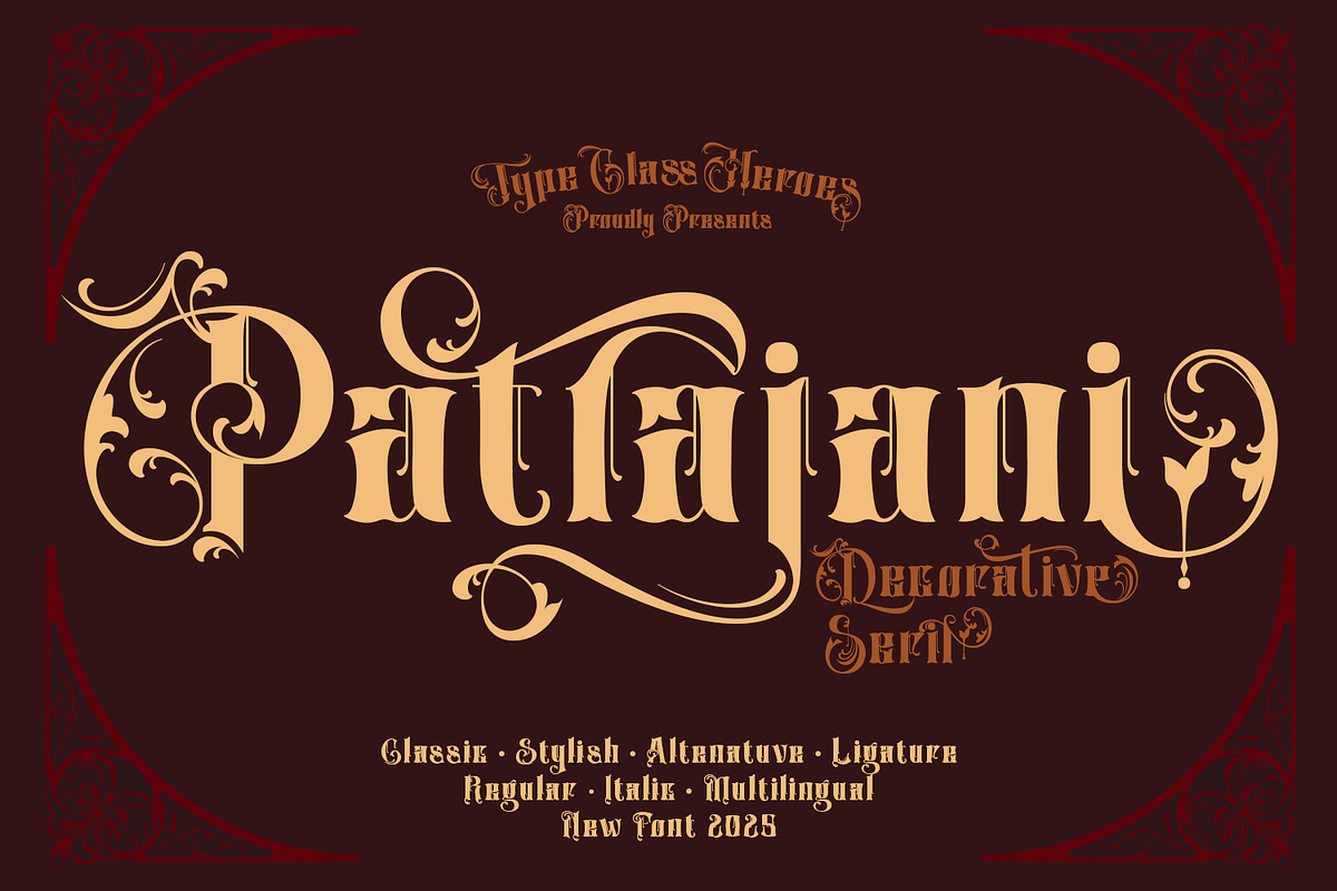 Patrajani - Decorative Serif, a Blackletter Font by TypeClassHeroes (Photo 1 of 15)