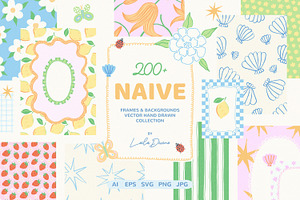 Naive Hand Drawn Frames & Background, an Object Graphic by Leila Divine