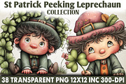 Quirky St Patrick Peeking Leprechaun, an Illustration by RobertsArt (Thumbnail 1 of 6)