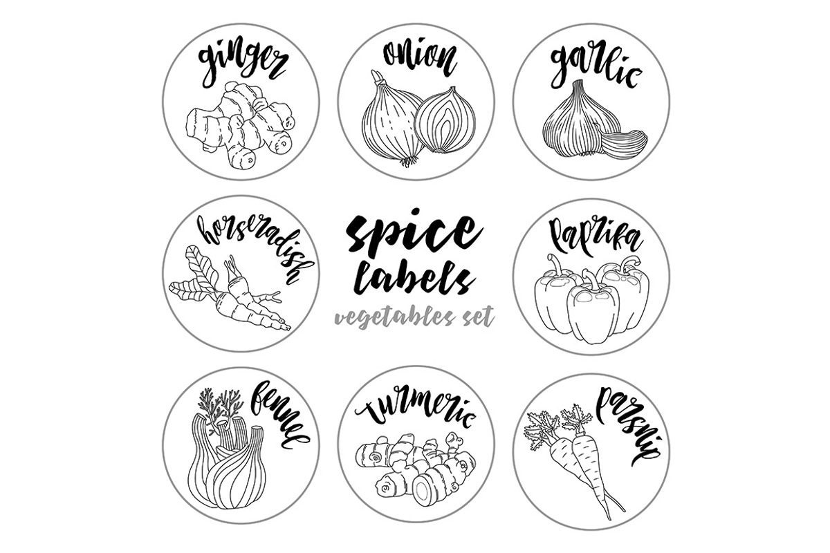 Spices and herbs labels set, a Decorative Illustration by Primula`s shop (Photo 12 of 12)