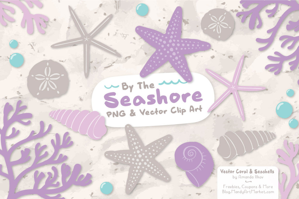 Lavender Vector Seashells, an Illustration by Amanda Ilkov (Photo 1 of 5)