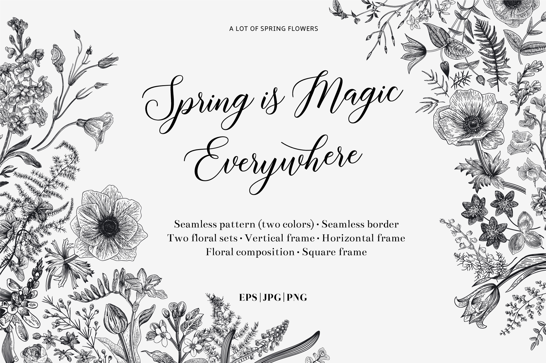 Spring magic. Black and white, an Illustration by olga.korneeva