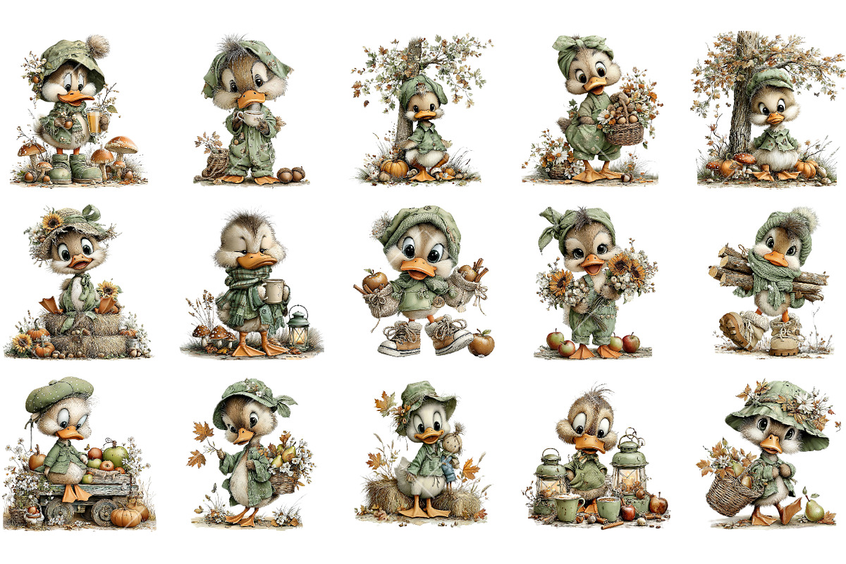 Whimsical Duck Clipart Bundle, a Seasonal Illustration by OK Design (Photo 3 of 6)